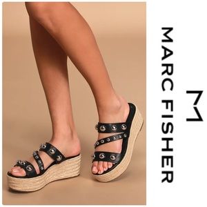 Marc Fisher Jalyn Black Studded Espadrille Sandals